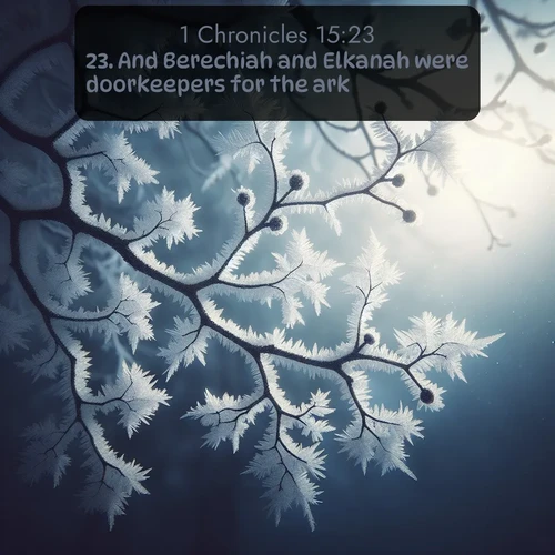citation biblique : 23. And Berechiah and Elkanah were doorkeepers for the ark.
 sur fond image nature