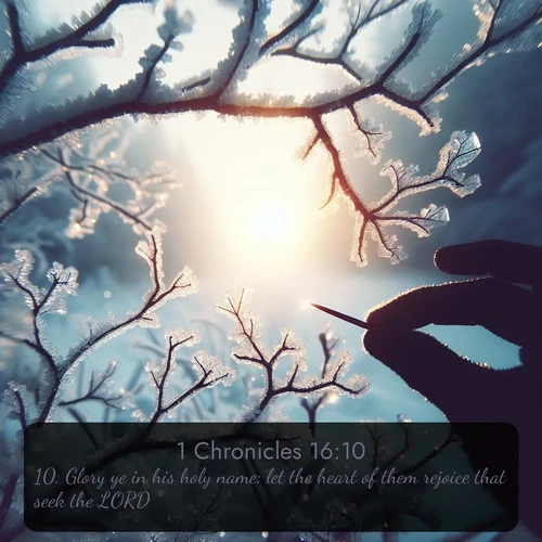 citation biblique : 10. Glory ye in his holy name: let the heart of them rejoice that seek the LORD.
 sur fond image nature