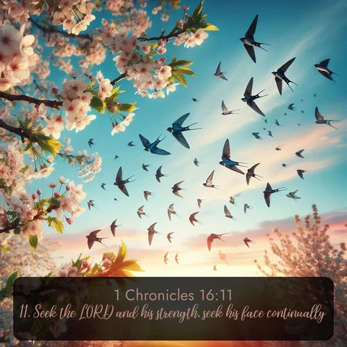 citation biblique : 11. Seek the LORD and his strength, seek his face continually.
 sur fond image nature