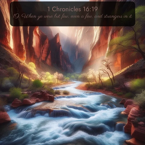 citation biblique : 19. When ye were but few, even a few, and strangers in it.
 sur fond image nature