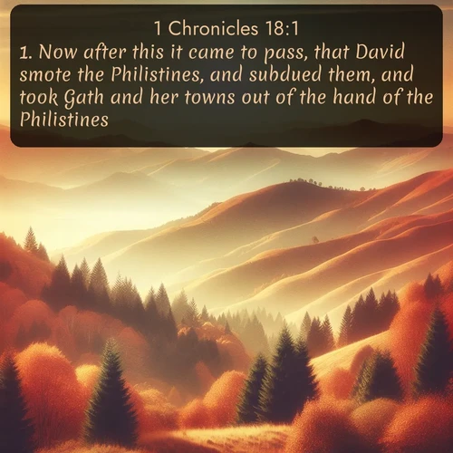 citation biblique : 1. Now after this it came to pass, that David smote the Philistines, and subdued them, and took Gath and her towns out of the hand of the Philistines.
 sur fond image nature