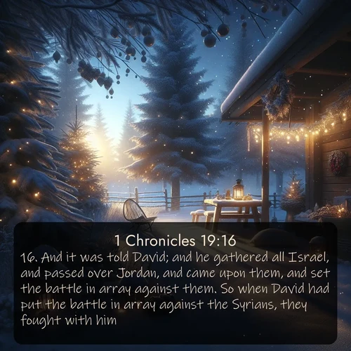 citation biblique : 16. And it was told David; and he gathered all Israel, and passed over Jordan, and came upon them, and set the battle in array against them. So when David had put the battle in array against the Syrians, they fought with him.
 sur fond image nature