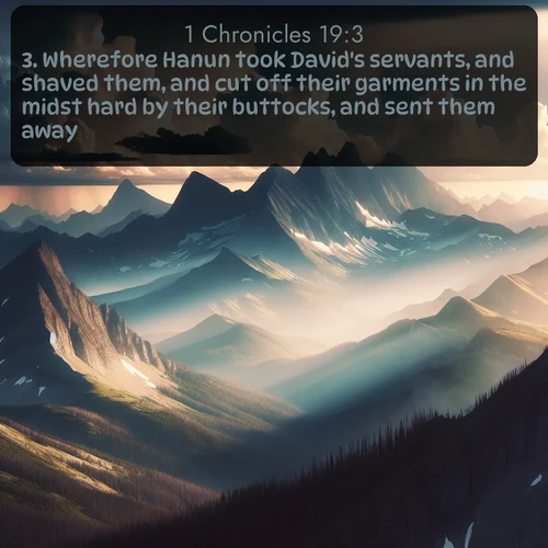 KJV 1 Chronicles  ; image nature: image with the bible verse :Wherefore Hanun took David&#039;s servants, and shaved them, and cut off their garments in the midst hard by their buttocks, and sent them away. ; Explore a stunning collection of Bible verse images featuring picturesque scenery like sun-drenched meadows, tranquil lakes, and majestic forests. All images are free to download and share. Verses include KJV 1 Chronicles 19:3. Current verse is overlayed with the thematic nature scene : Summer storms build over mountain peaks at midday. ; 19:3