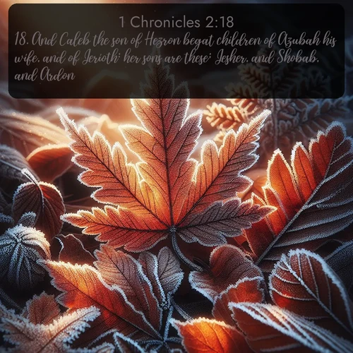 citation biblique : 18. And Caleb the son of Hezron begat children of Azubah his wife, and of Jerioth: her sons are these; Jesher, and Shobab, and Ardon.
 sur fond image nature