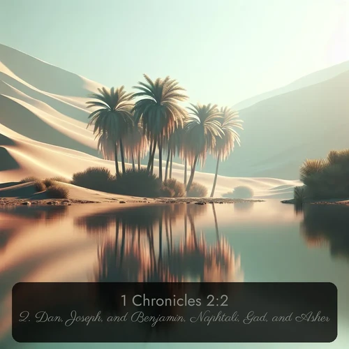 citation biblique : 2. Dan, Joseph, and Benjamin, Naphtali, Gad, and Asher.
 sur fond image nature