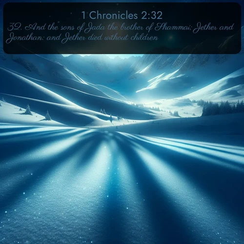 citation biblique : 32. And the sons of Jada the brother of Shammai; Jether and Jonathan: and Jether died without children.
 sur fond image nature