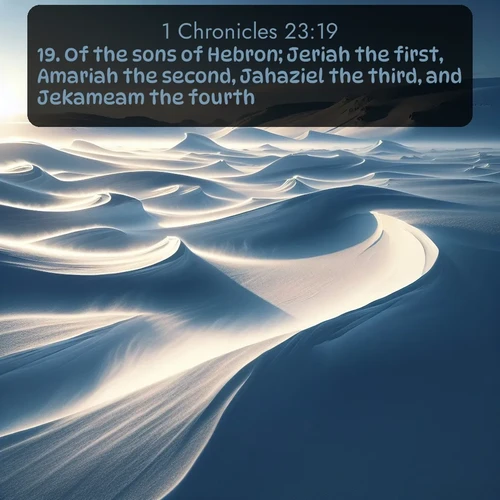 citation biblique : 19. Of the sons of Hebron; Jeriah the first, Amariah the second, Jahaziel the third, and Jekameam the fourth.
 sur fond image nature
