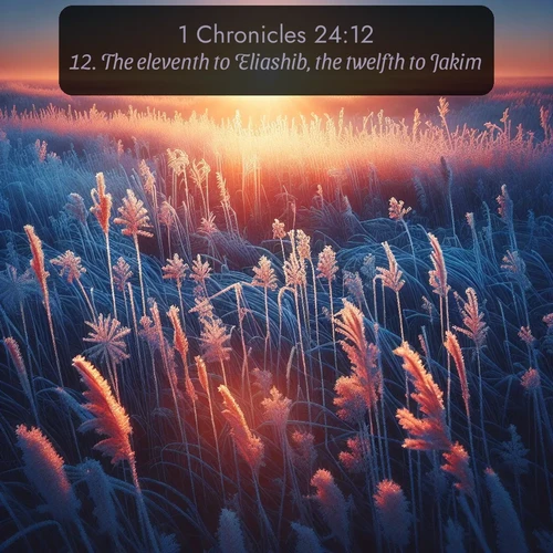 citation biblique : 12. The eleventh to Eliashib, the twelfth to Jakim,
 sur fond image nature
