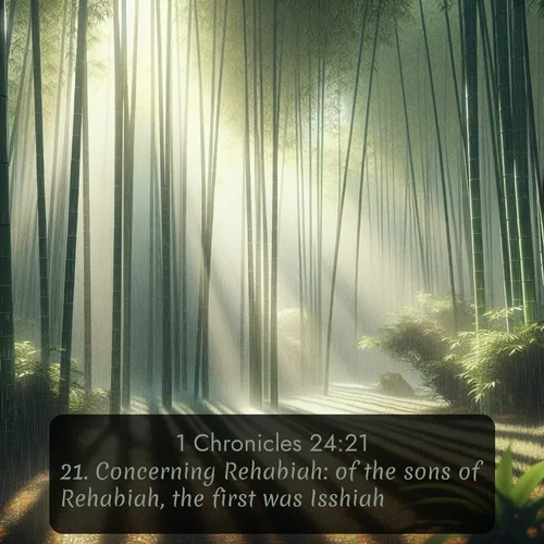 citation biblique : 21. Concerning Rehabiah: of the sons of Rehabiah, the first was Isshiah.
 sur fond image nature