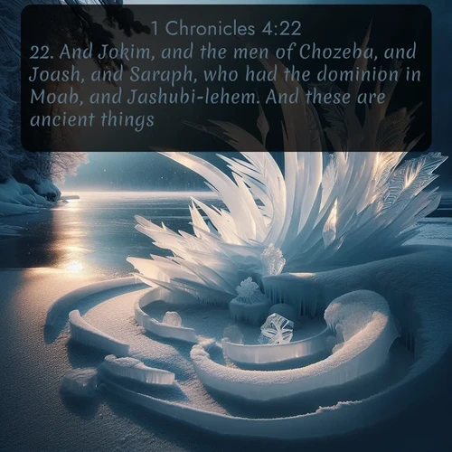 citation biblique : 22. And Jokim, and the men of Chozeba, and Joash, and Saraph, who had the dominion in Moab, and Jashubi-lehem. And these are ancient things.
 sur fond image nature