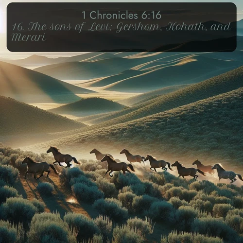 citation biblique : 16. The sons of Levi; Gershom, Kohath, and Merari.
 sur fond image nature