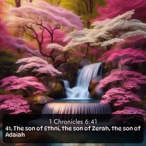 citation biblique : 41. The son of Ethni, the son of Zerah, the son of Adaiah,
 sur fond image nature