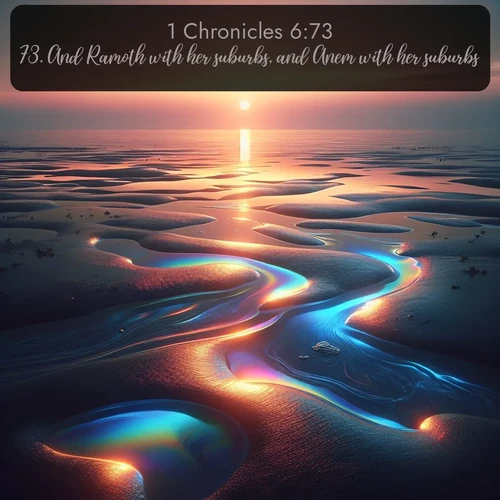 citation biblique : 73. And Ramoth with her suburbs, and Anem with her suburbs:
 sur fond image nature