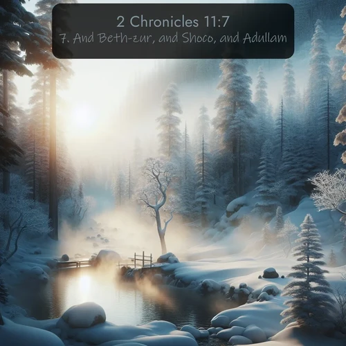 citation biblique : 7. And Beth-zur, and Shoco, and Adullam,
 sur fond image nature