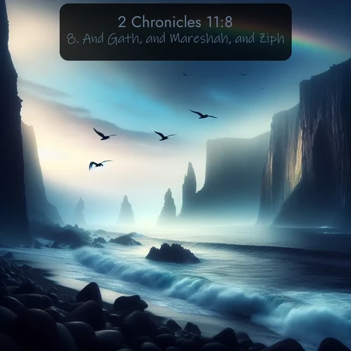 citation biblique : 8. And Gath, and Mareshah, and Ziph,
 sur fond image nature