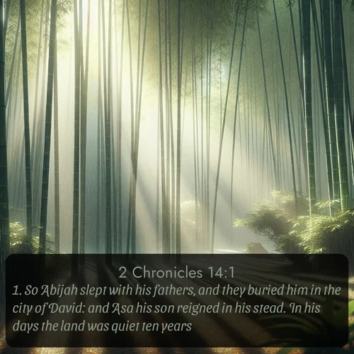 citation biblique : 1. So Abijah slept with his fathers, and they buried him in the city of David: and Asa his son reigned in his stead. In his days the land was quiet ten years.
 sur fond image nature