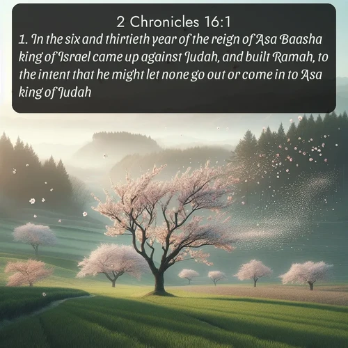 citation biblique : 1. In the six and thirtieth year of the reign of Asa Baasha king of Israel came up against Judah, and built Ramah, to the intent that he might let none go out or come in to Asa king of Judah.
 sur fond image nature