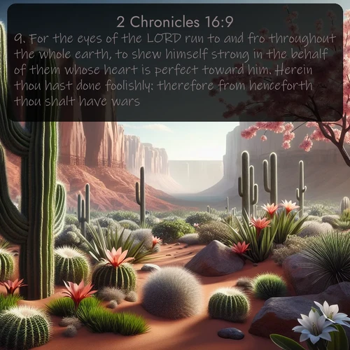 citation biblique : 9. For the eyes of the LORD run to and fro throughout the whole earth, to shew himself strong in the behalf of them whose heart is perfect toward him. Herein thou hast done foolishly: therefore from henceforth thou shalt have wars.
 sur fond image nature