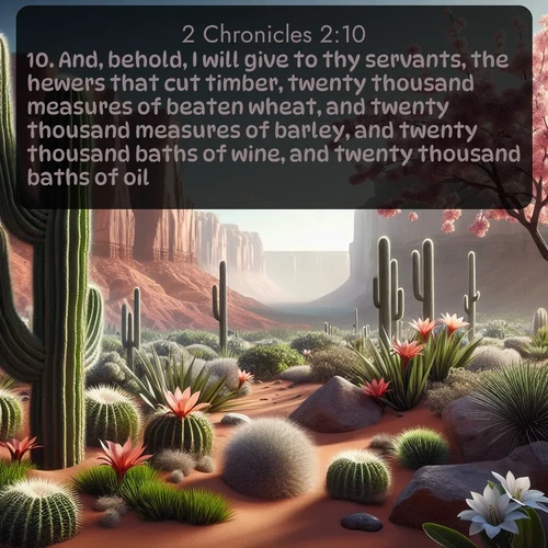 citation biblique : 10. And, behold, I will give to thy servants, the hewers that cut timber, twenty thousand measures of beaten wheat, and twenty thousand measures of barley, and twenty thousand baths of wine, and twenty thousand baths of oil.
 sur fond image nature