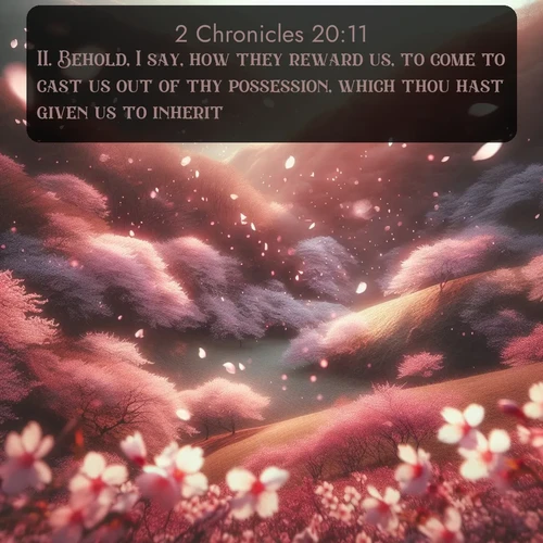 citation biblique : 11. Behold, I say, how they reward us, to come to cast us out of thy possession, which thou hast given us to inherit.
 sur fond image nature