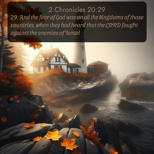 citation biblique : 29. And the fear of God was on all the kingdoms of those countries, when they had heard that the LORD fought against the enemies of Israel.
 sur fond image nature