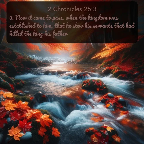 citation biblique : 3. Now it came to pass, when the kingdom was established to him, that he slew his servants that had killed the king his father.
 sur fond image nature