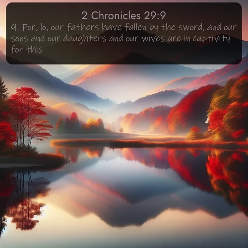 citation biblique : 9. For, lo, our fathers have fallen by the sword, and our sons and our daughters and our wives are in captivity for this.
 sur fond image nature