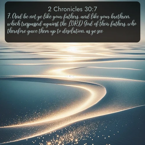 citation biblique : 7. And be not ye like your fathers, and like your brethren, which trespassed against the LORD God of their fathers, who therefore gave them up to desolation, as ye see.
 sur fond image nature