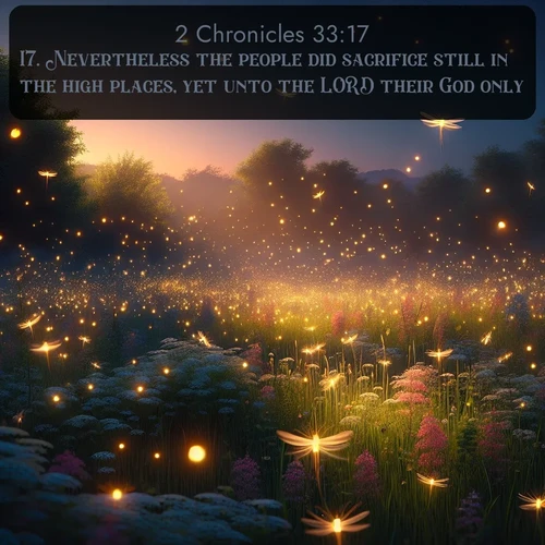 citation biblique : 17. Nevertheless the people did sacrifice still in the high places, yet unto the LORD their God only.
 sur fond image nature