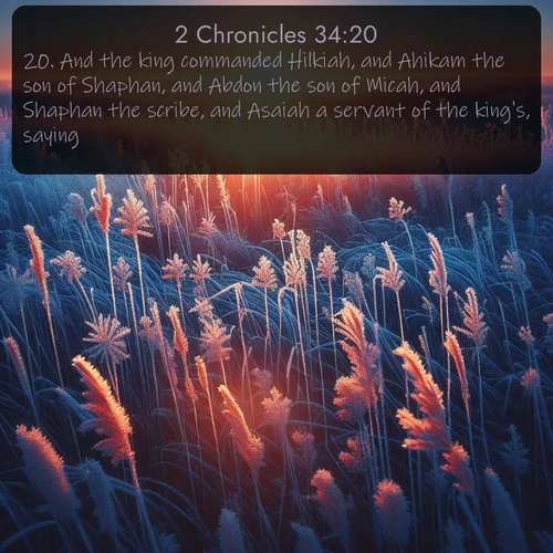 citation biblique : 20. And the king commanded Hilkiah, and Ahikam the son of Shaphan, and Abdon the son of Micah, and Shaphan the scribe, and Asaiah a servant of the king&#039;s, saying,
 sur fond image nature
