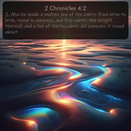 citation biblique : 2. Also he made a molten sea of ten cubits from brim to brim, round in compass, and five cubits the height thereof; and a line of thirty cubits did compass it round about.
 sur fond image nature