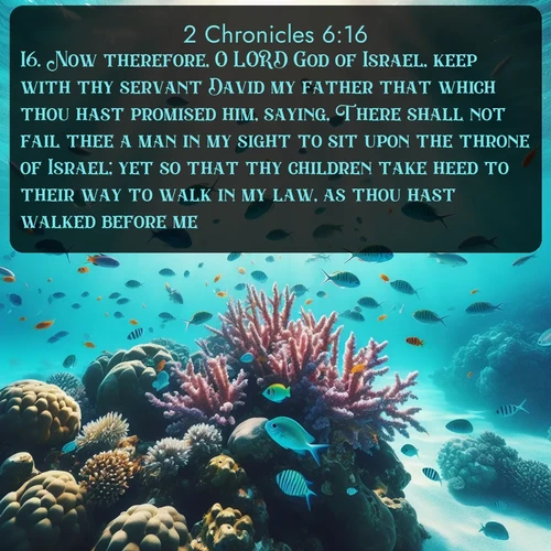citation biblique : 16. Now therefore, O LORD God of Israel, keep with thy servant David my father that which thou hast promised him, saying, There shall not fail thee a man in my sight to sit upon the throne of Israel; yet so that thy children take heed to their way to walk in my law, as thou hast walked before me.
 sur fond image nature