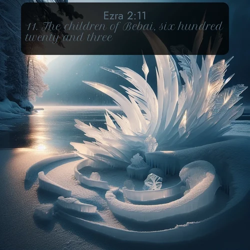citation biblique : 11. The children of Bebai, six hundred twenty and three.
 sur fond image nature