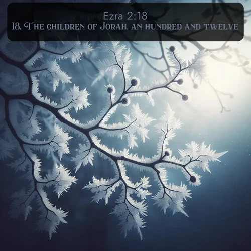 citation biblique : 18. The children of Jorah, an hundred and twelve.
 sur fond image nature