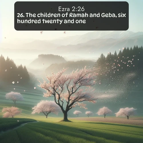citation biblique : 26. The children of Ramah and Geba, six hundred twenty and one.
 sur fond image nature