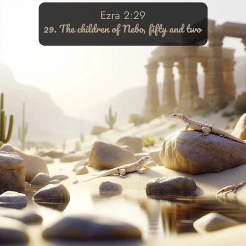citation biblique : 29. The children of Nebo, fifty and two.
 sur fond image nature
