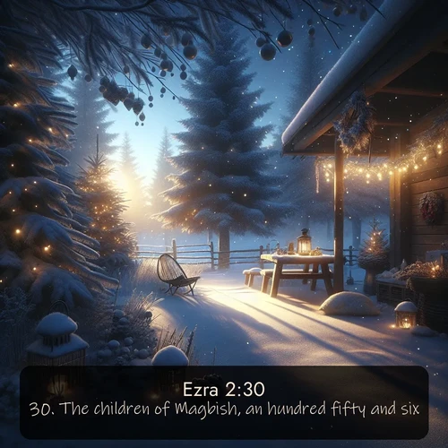 citation biblique : 30. The children of Magbish, an hundred fifty and six.
 sur fond image nature