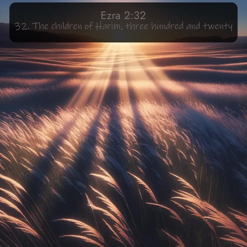 citation biblique : 32. The children of Harim, three hundred and twenty.
 sur fond image nature