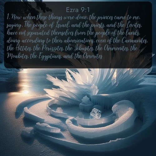 citation biblique : 1. Now when these things were done, the princes came to me, saying, The people of Israel, and the priests, and the Levites, have not separated themselves from the people of the lands, doing according to their abominations, even of the Canaanites, the Hittites, the Perizzites, the Jebusites, the Ammonites, the Moabites, the Egyptians, and the Amorites.
 sur fond image nature