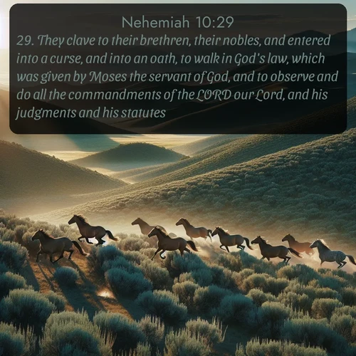 citation biblique : 29. They clave to their brethren, their nobles, and entered into a curse, and into an oath, to walk in God&#039;s law, which was given by Moses the servant of God, and to observe and do all the commandments of the LORD our Lord, and his judgments and his statutes;
 sur fond image nature