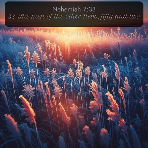 citation biblique : 33. The men of the other Nebo, fifty and two.
 sur fond image nature