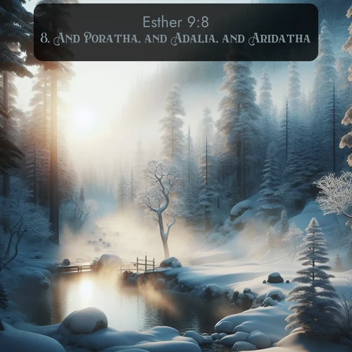 citation biblique : 8. And Poratha, and Adalia, and Aridatha,
 sur fond image nature