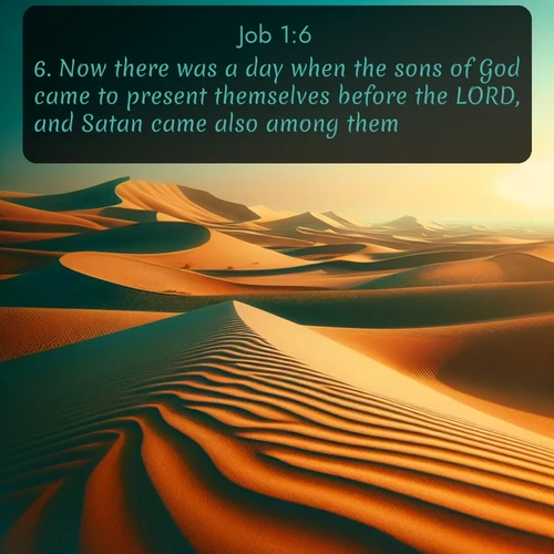 citation biblique : 6. Now there was a day when the sons of God came to present themselves before the LORD, and Satan came also among them.
 sur fond image nature
