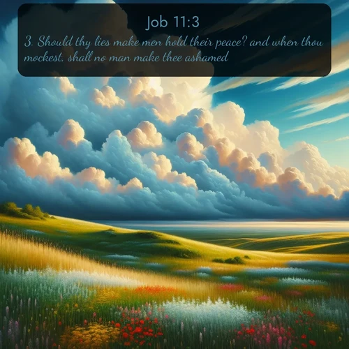 citation biblique : 3. Should thy lies make men hold their peace? and when thou mockest, shall no man make thee ashamed?
 sur fond image nature