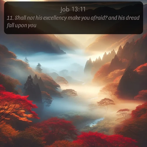 citation biblique : 11. Shall not his excellency make you afraid? and his dread fall upon you?
 sur fond image nature