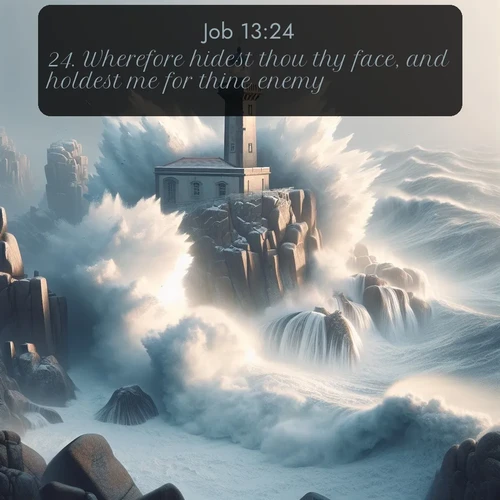citation biblique : 24. Wherefore hidest thou thy face, and holdest me for thine enemy?
 sur fond image nature