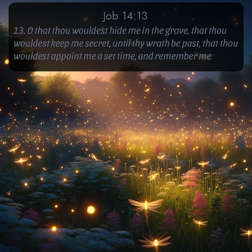 citation biblique : 13. O that thou wouldest hide me in the grave, that thou wouldest keep me secret, until thy wrath be past, that thou wouldest appoint me a set time, and remember me!
 sur fond image nature