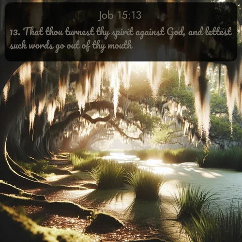citation biblique : 13. That thou turnest thy spirit against God, and lettest such words go out of thy mouth?
 sur fond image nature