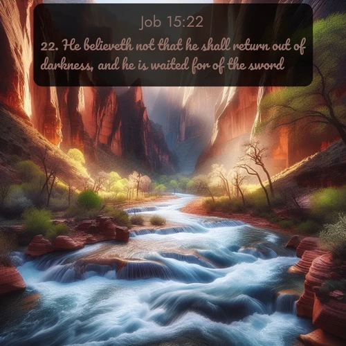 citation biblique : 22. He believeth not that he shall return out of darkness, and he is waited for of the sword.
 sur fond image nature