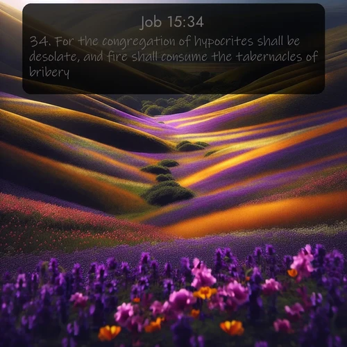 citation biblique : 34. For the congregation of hypocrites shall be desolate, and fire shall consume the tabernacles of bribery.
 sur fond image nature